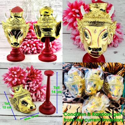 Khon Mask Deer Face Hermit Gambling Win Wealth Pern WatBangPha Thai Amulet 18559