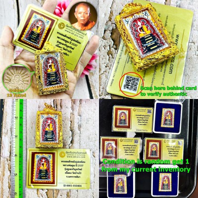 Certificate Somdej Lp Koon Watbanri Be2537 Rich Golden 19Takud Thai Amulet 18563 +CARD OF AUTHENTIC