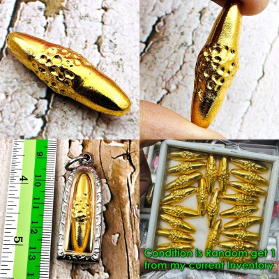 Leklai Capsule Rich Money Wealth Immortal Yellow Gold Lp Huan Thai Amulet #18565