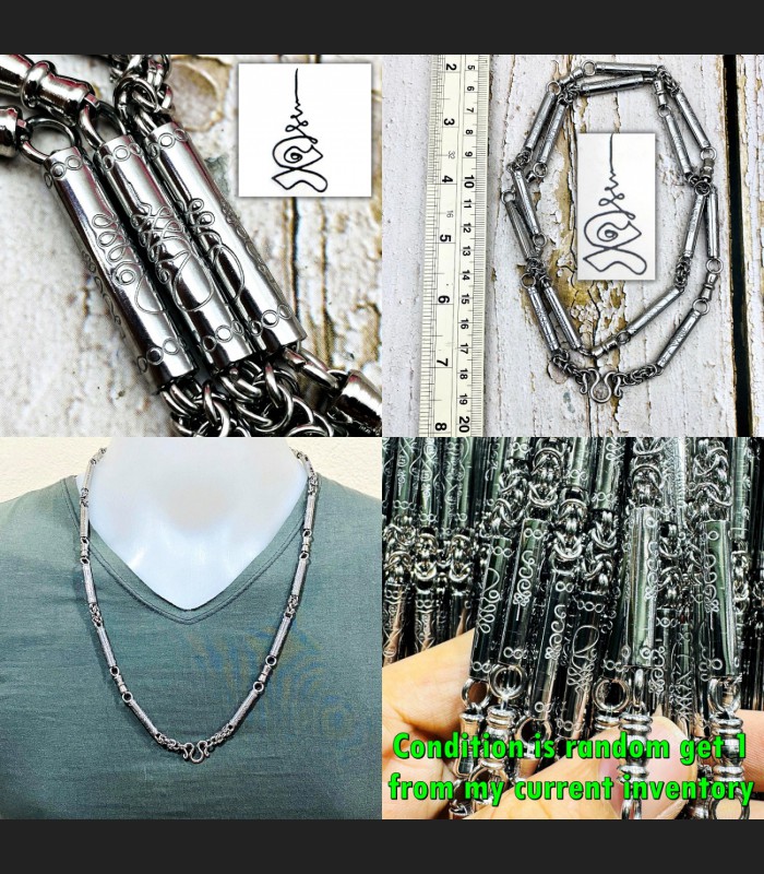 Yantra Wishes Lucky Necklace Stainless Steel Multi Hook 30cm Thai Amulets #18568