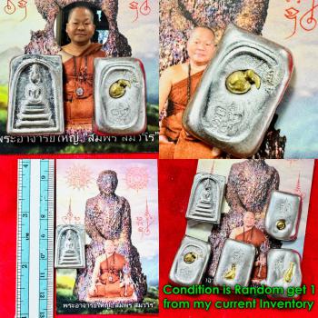 Small Somdej Ngern Leklai Silver Gold Luck Rich Wealth Somporn Thai Amulet 18571