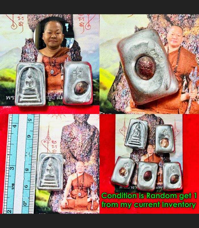 Small Somdej Ngern Leklai Silver Red Suriyan Guardian Somporn Thai Amulet #18572 Small Somdej Ngern Leklai Silver Red Suriyan Guardian Somporn Thai Amulet #18572