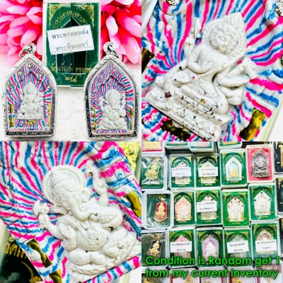 Phom 4Face Success Deity Pikanet Elephant WatKawjamfa Rainbow Thai Amulet #18581