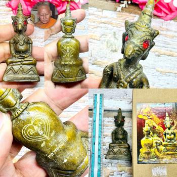 Ngung Halfman Bird Garuda Bronze Miniature Wealth Fortune Mien Thai Amulet 18605