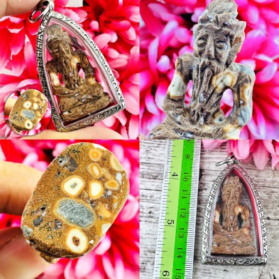 Buddha Relic Immortal Stone Lersri HinPhaThad SamRoiYod Leklai Thai Amulet 18617