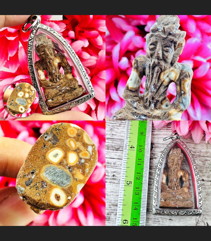 Buddha Relic Immortal Stone Lersri HinPhaThad SamRoiYod Leklai Thai Amulet 18617