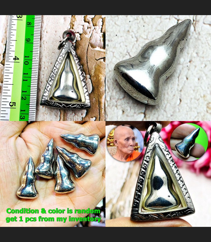 Leklai Buddha White Metal Protection Goddess Luck Healing Huan Thai Amulet 18628