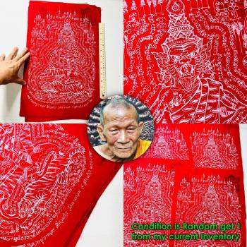 Holy Flag Cloth Tiger Face Lersri Control Mind Luck Red Kalong Thai Amulet 18636