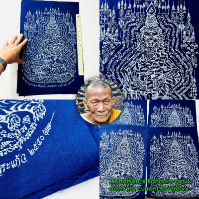 Cloth Flag Lersri Tiger Hermit Protection Kalong Be2550 Blue Thai Amulet #18639