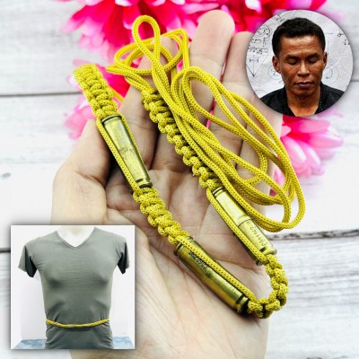 Waist Belt Takrut Shield Protection 6 Bullet Guardian Tawee Thai Amulet #18644