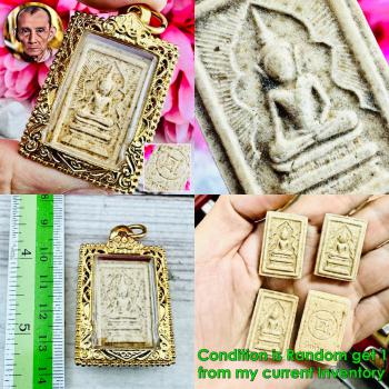 Somdej Wekman Buddha Change Fortune Yant LP Kuay Yellow Be2513 Thai Amulet 18645