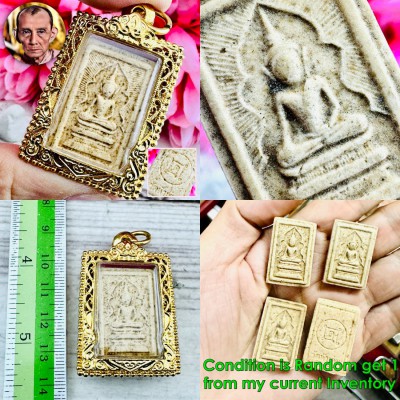 Somdej Wekman Buddha Change Fortune Yant LP Kuay Yellow Be2513 Thai Amulet 18645