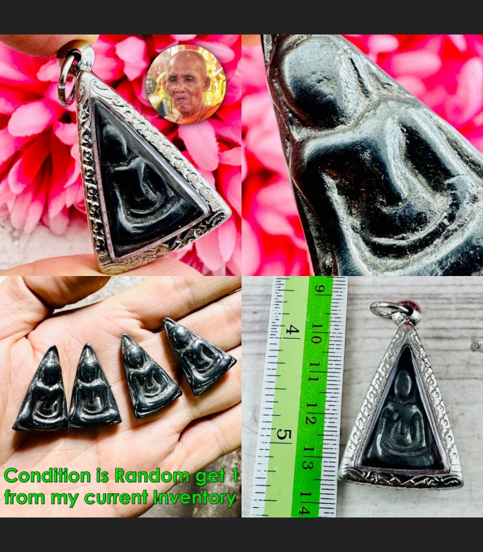 Leklai Kotipe Black Shine Mekaphat Lucky Queen Buddha Nangpaya Thai Amulet 18647