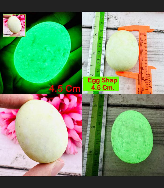 Leklai Healing Egg Shape Protection Rock Glow In Dark Somporn Thai Amulet #18654