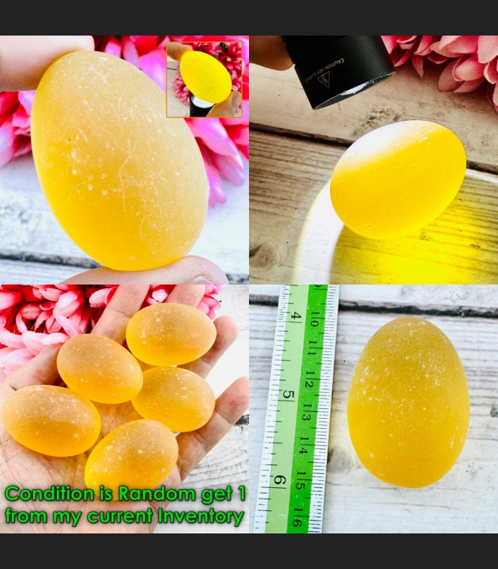 Mystical Mae Khong River Rock Gem Stone Leklai Naga Egg Yellow Thai Amulet 18655