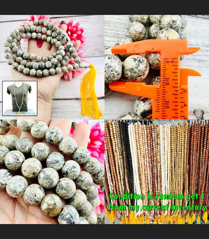Necklace Buddha Relic Gray Dot Mala Stone Samroiyod HinPhraTad Thai Amulet 18656