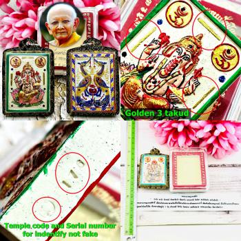 Jumbo Pikanet Elephant Deity Ganesha Hong Golden 3Takud Be2546 Thai Amulet 18670