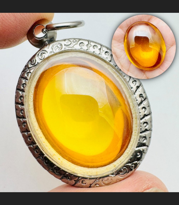 Naga Eye Leklai Magic Lucky Gambling Win Stone Toffy Yellow Thai Amulet #18671 Naga Eye Leklai Magic Lucky Gambling Win Stone Toffy Yellow Thai Amulet #18671