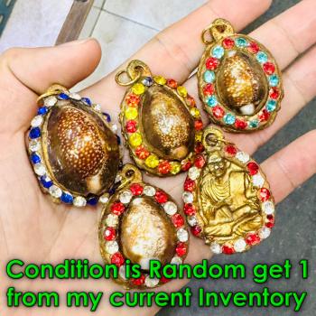 Antique Praying Wealth Somdej Toh Watrakang Shell Protection Thai Amulet #18674