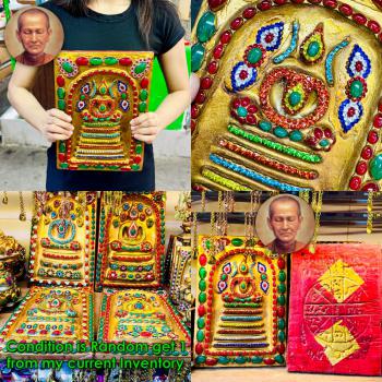 Jumbo Wall Somdej 7Row Toh Watrakang Immortal Jade Gems Leklai Thai Amulet 18676