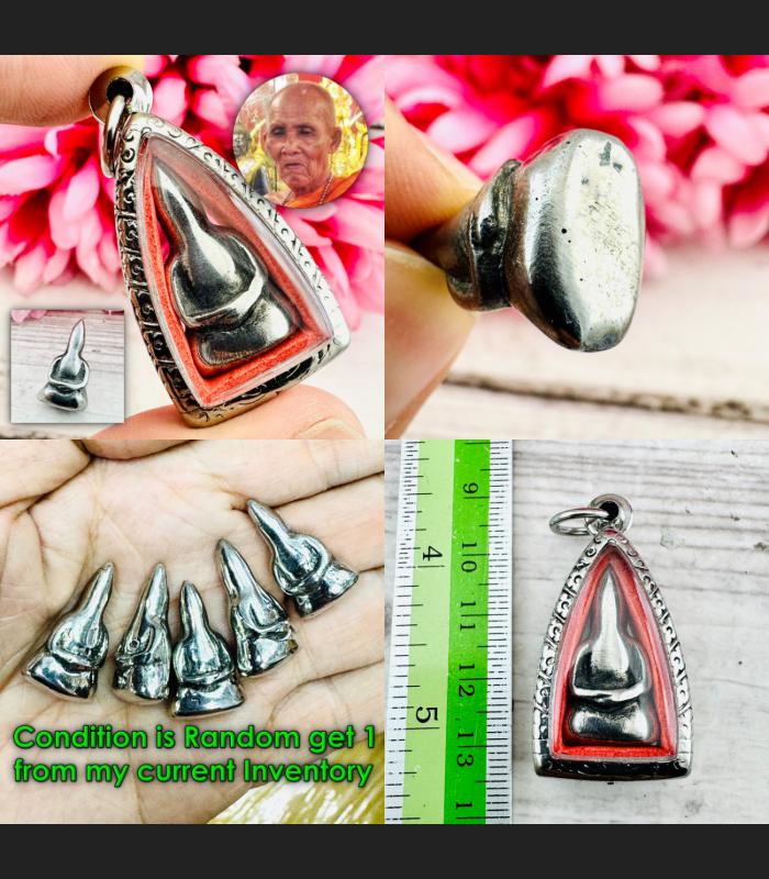 Leklai Tewada Buddha White Silver Protection Rich Healing Huan Thai Amulet 18628