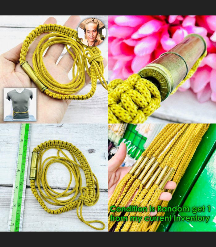 Belt Waist Bullet Takrut Protection Guardian Shield Kom Triwet Thai Amulet 18679