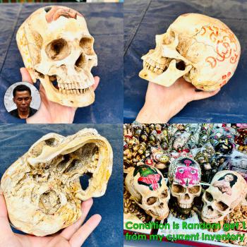 Large Panneng Skeleton Skull Whisper Tell Fortune Wealth Tawee Thai Amulet 18680