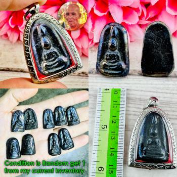 Leklai Kotipe Black Shiny Mekaphat Buddha Tewada Guardian Huan Thai Amulet 18684