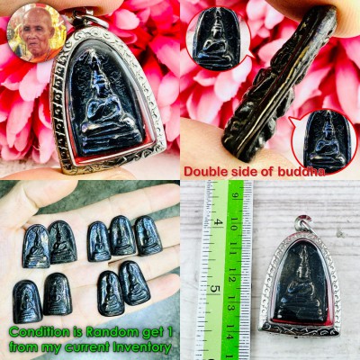 Leklai Kotipe Black Shiny Mekaphat Buddha Enlightenment Huan Thai Amulet #18685