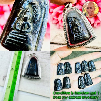 Leklai Kotipe Black Shiny Mekaphat Buddha Naga Protection Huan Thai Amulet 18687
