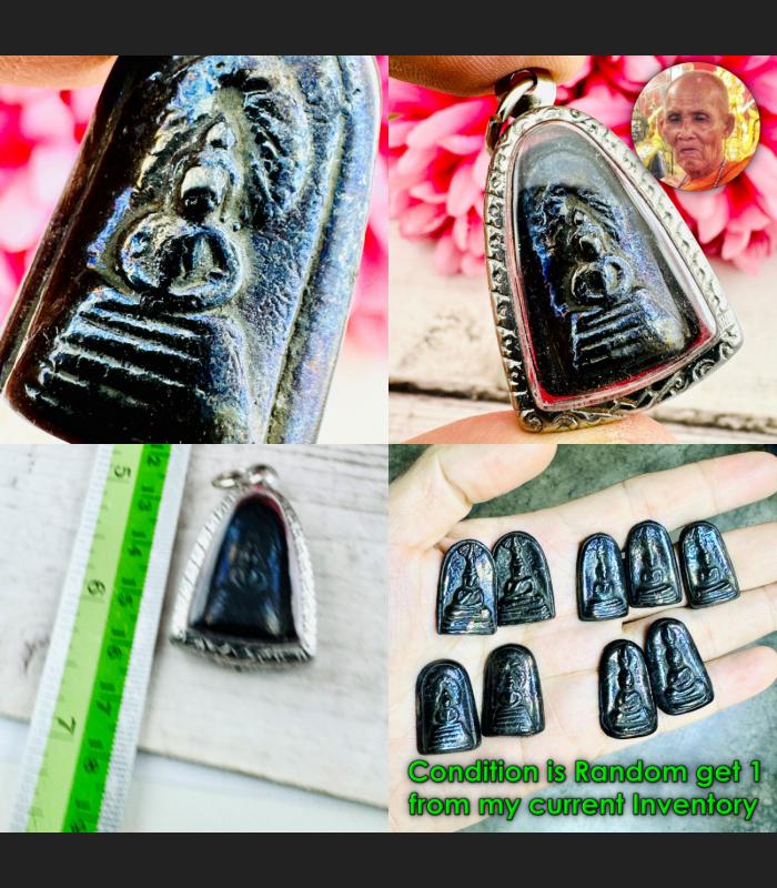 Leklai Kotipe Black Shiny Mekaphat Buddha Naga Protection Huan Thai Amulet 18687