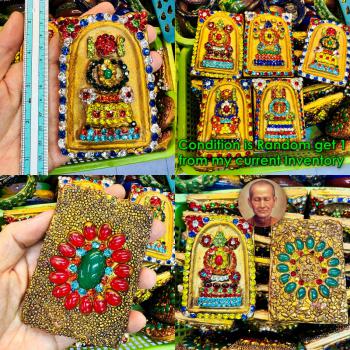 Old Wall Somdej Toh Jade Gem Stone Naga Eye Leklai WatPhraKaew Thai Amulet 18696