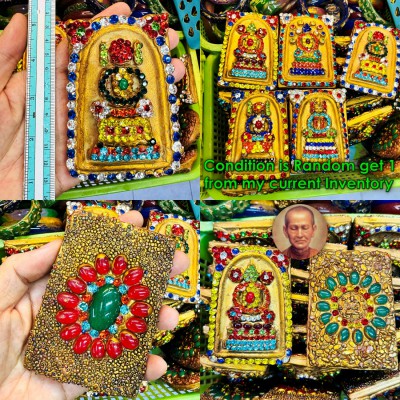 Old Wall Somdej Toh Jade Gem Stone Naga Eye Leklai WatPhraKaew Thai Amulet 18696