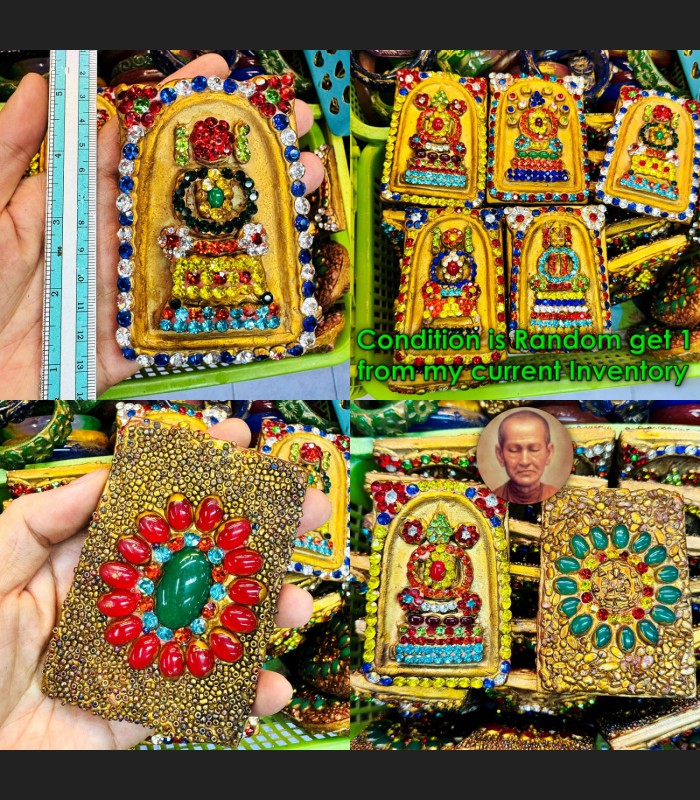 Old Wall Somdej Toh Jade Gem Stone Naga Eye Leklai WatPhraKaew Thai Amulet 18696