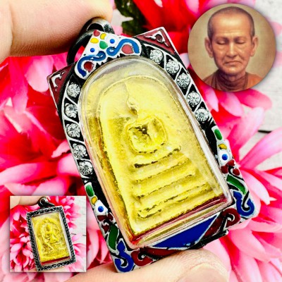 Old Silver Casing Leklai SuWanRaCha Gold Somdej Toh WatRaKang Thai Amulet #18698