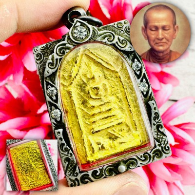 Old Casing Leklai SuWanRaCha Gold Somdej Toh WatRaKang Wekman Thai Amulet #18699