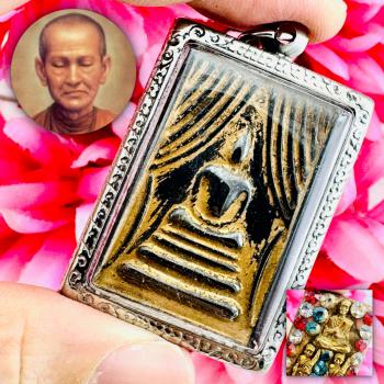 Leklai Magnetic Wekman Black Shiny Shield Somdej Toh WatRaKang Thai Amulet 18701