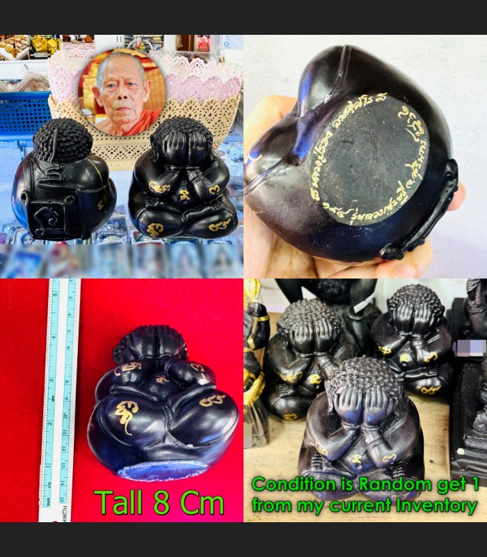 Closed Eye Pidta Statue Ball Bell Immortal Written Yantra Rod Thai Amulet #18706 Closed Eye Pidta Statue Ball Bell Immortal Written Yantra Rod Thai Amulet #18706