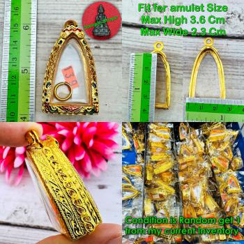 Blank Empty Frame Case Gold Micron Miniature Phakring Bhudonoi Thai Amulet 18707
