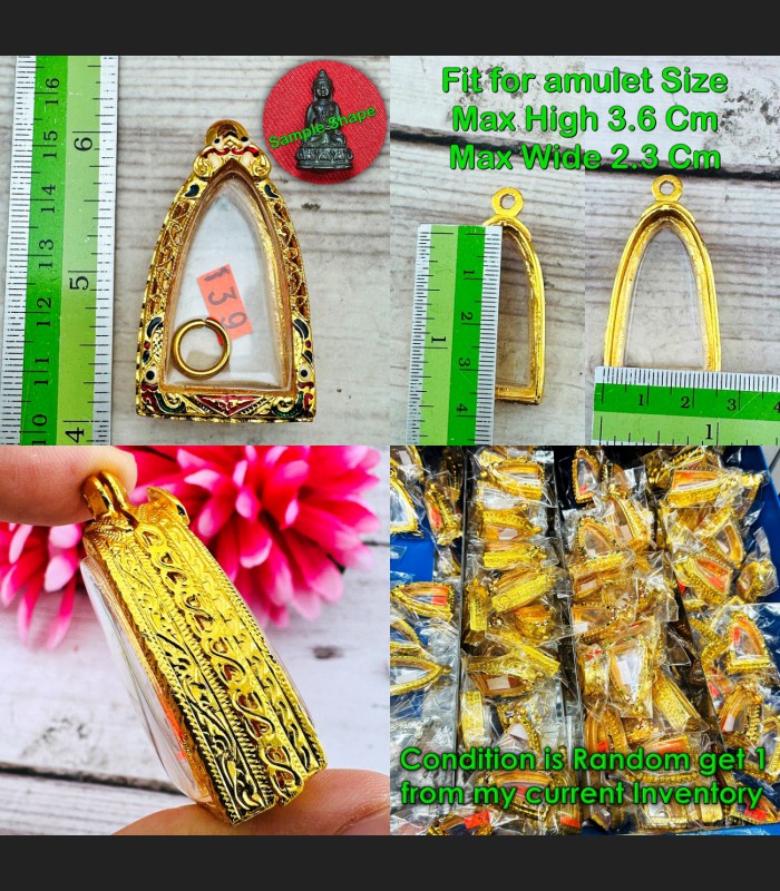 Blank Empty Frame Case Gold Micron Miniature Phakring Bhudonoi Thai Amulet 18707