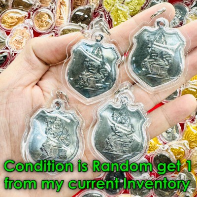 Shield Coin 4face Phom Waterproof Medal Wealth Watsakae Be2519 Thai Amulet 18709