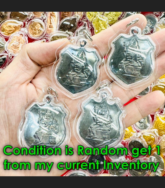 Shield Coin 4face Phom Waterproof Medal Wealth Watsakae Be2519 Thai Amulet 18709 Shield Coin 4face Phom Waterproof Medal Wealth Watsakae Be2519 Thai Amulet 18709