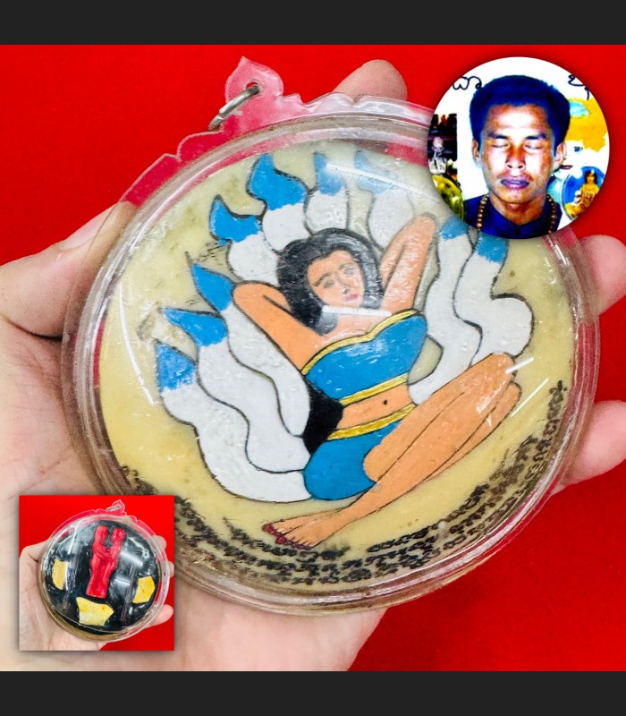 Panneng Skull Forehead Lady 9tail Fox Gambling Win Money Tawee Thai Amulet 18718