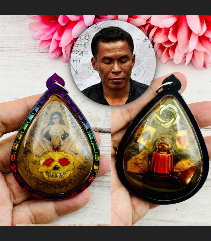 Panneng Skull Goddess Lady Gambling Lotto Win Yantra Oil Tawee Thai Amulet 18743