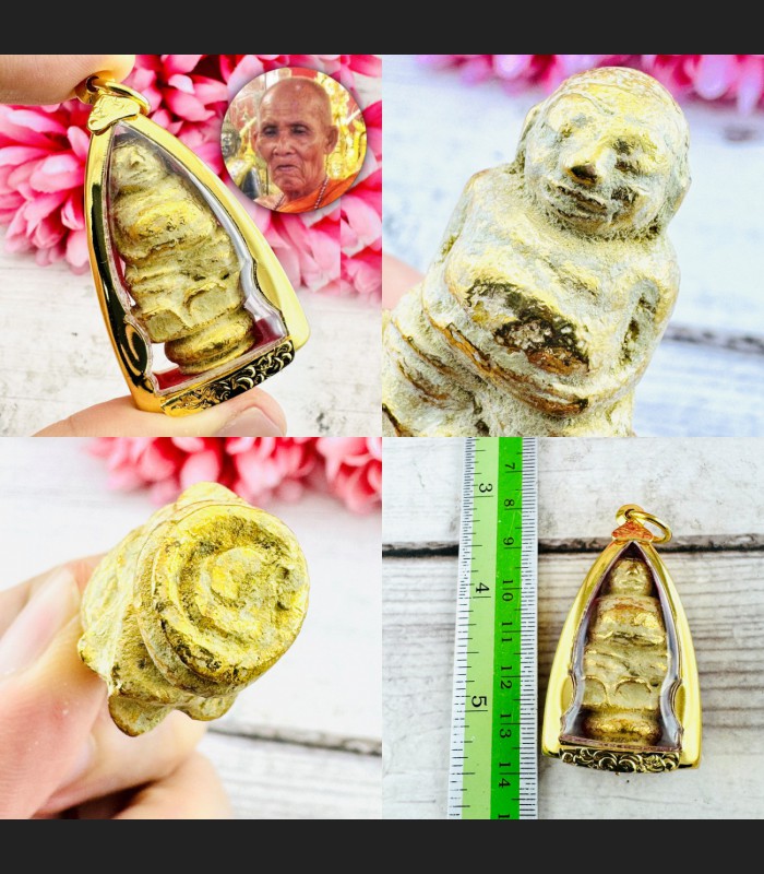Leklai SuWanRaCha Yellow Gold Sankajai Happy Buddha Money Rich Thai Amulet 18755 Leklai SuWanRaCha Yellow Gold Sankajai Happy Buddha Money Rich Thai Amulet 18755