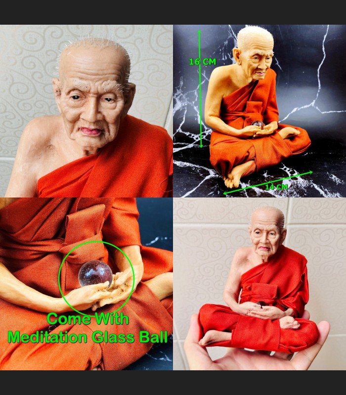 Lifelike Wax Monk Statue Meditation Protection Tuad WatChanghai ThaiAmulet 18773 Lifelike Wax Monk Statue Meditation Protection Tuad WatChanghai ThaiAmulet 18773
